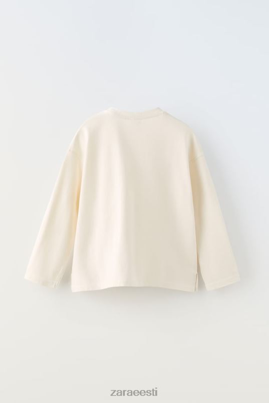 Zara esmaklassiline tavaline T-särk lapsed ekru Riietus 42F0H1530