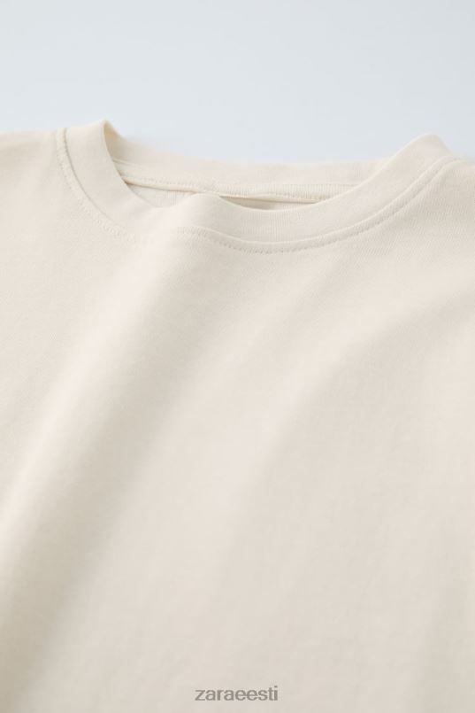 Zara esmaklassiline tavaline T-särk lapsed ekru Riietus 42F0H1530