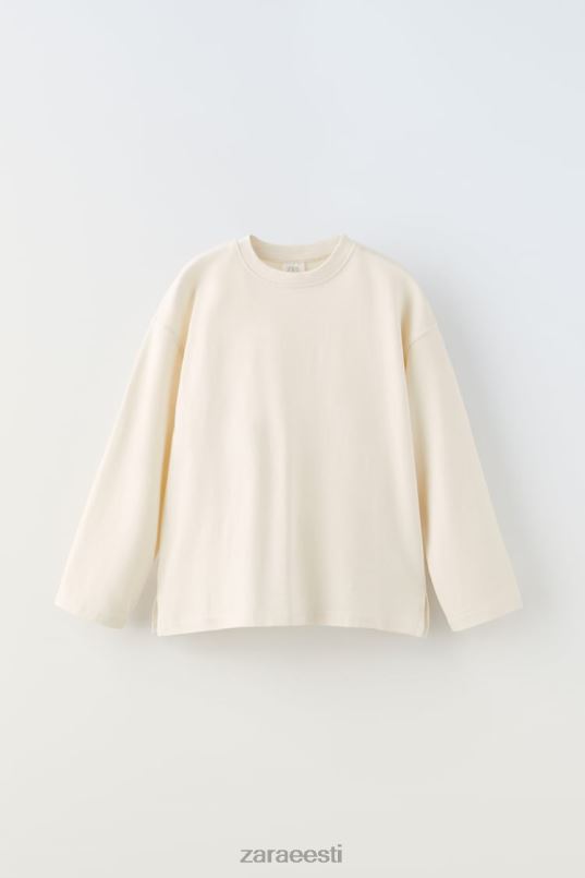 Zara esmaklassiline tavaline T-särk lapsed ekru Riietus 42F0H1530