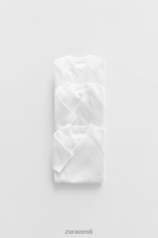 Zara kolmes komplektis lühikeste varrukatega liibuvaid bodysid lapsed valge Riietus 42F0H1575