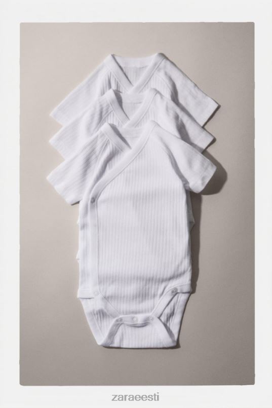 Zara kolmes komplektis lühikeste varrukatega liibuvaid bodysid lapsed valge Riietus 42F0H1575