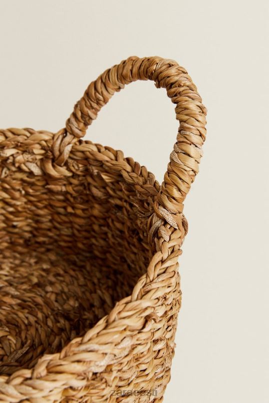 Zara kootud korv sangadega unisex helebeež tarvikud 42F0H1698