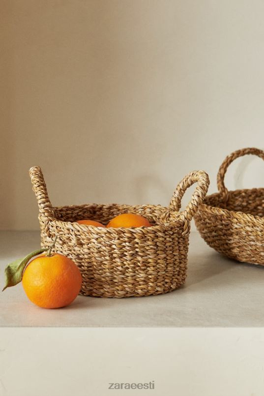 Zara kootud korv sangadega unisex helebeež tarvikud 42F0H1698