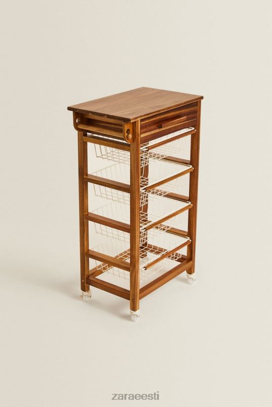 Zara puidust ja metallist ratastega panipaik unisex helebeež tarvikud 42F0H1680