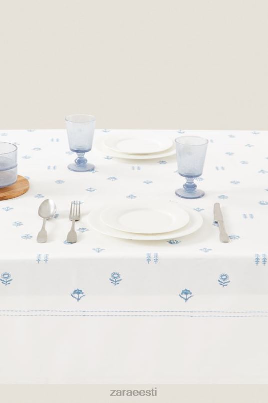 Zara tikitud lilledega laudlina unisex sinine tarvikud 42F0H1676