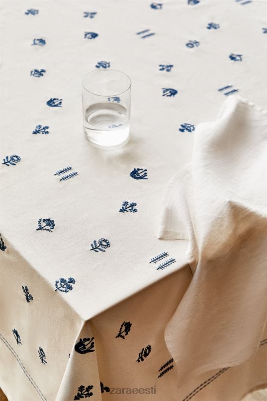 Zara tikitud lilledega laudlina unisex sinine tarvikud 42F0H1676