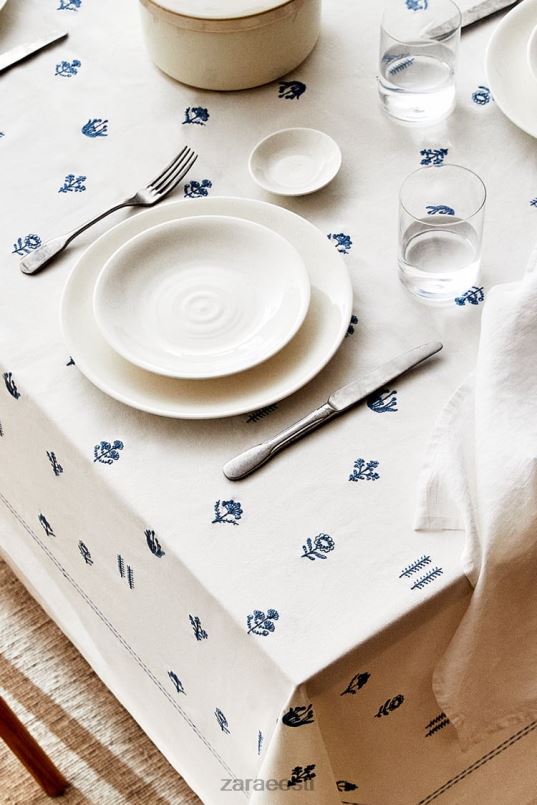 Zara tikitud lilledega laudlina unisex sinine tarvikud 42F0H1676