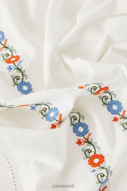 Zara tikitud puuvillane laudlina unisex valge tarvikud 42F0H1662