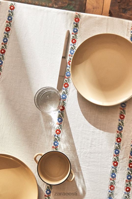 Zara tikitud puuvillane laudlina unisex valge tarvikud 42F0H1662