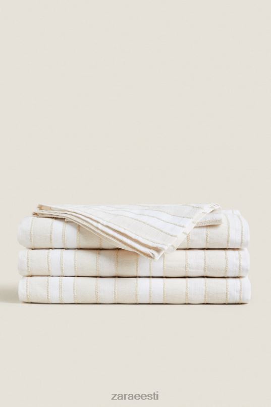 Zara värvitud niidiga triibuline laudlina unisex ekru tarvikud 42F0H1672