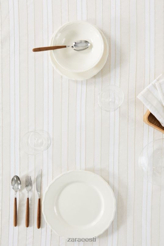 Zara värvitud niidiga triibuline laudlina unisex ekru tarvikud 42F0H1672