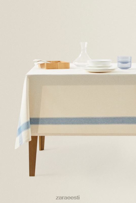 Zara värvitud niidiga triibuline laudlina unisex sinine tarvikud 42F0H1674