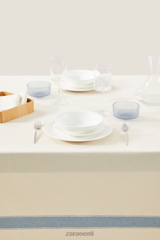 Zara värvitud niidiga triibuline laudlina unisex sinine tarvikud 42F0H1674