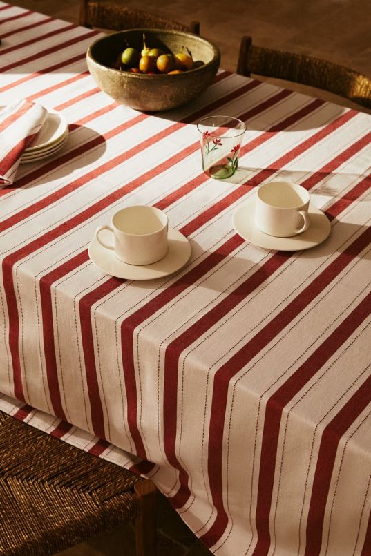 Zara värvitud niidiga triibuline laudlina unisex telliskivi tarvikud 42F0H1664