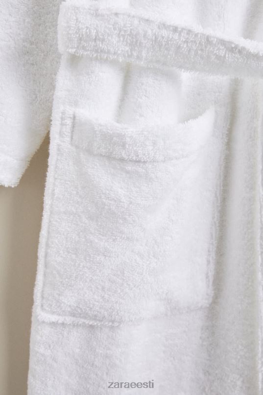 Zara esmaklassiline puuvillane hommikumantel unisex valge tarvikud 42F0H1736