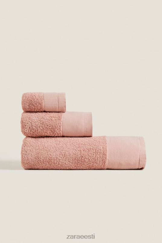 Zara linase aplikatsiooniga rätik unisex kahvaturoosa tarvikud 42F0H1713