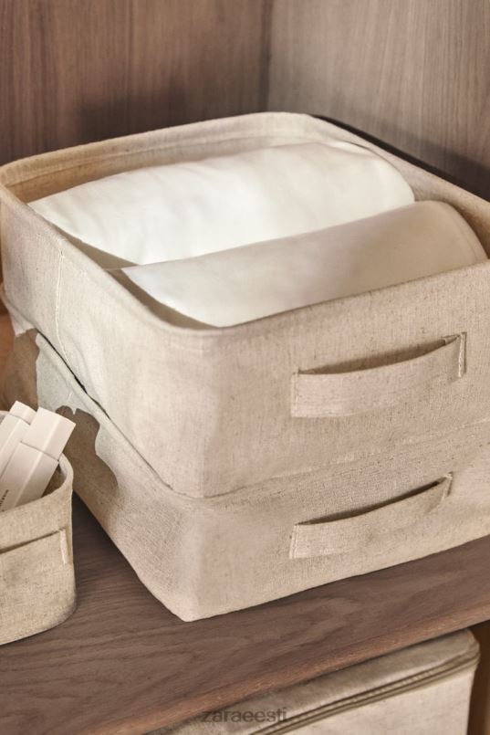 Zara puuvillane ja linane organiseerimiskarp unisex helebeež tarvikud 42F0H1712
