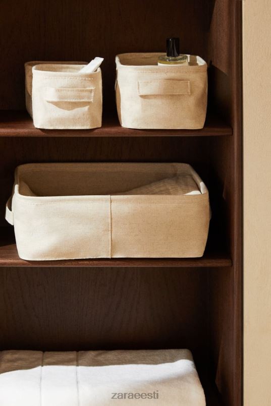 Zara puuvillane ja linane organiseerimiskarp unisex helebeež tarvikud 42F0H1712