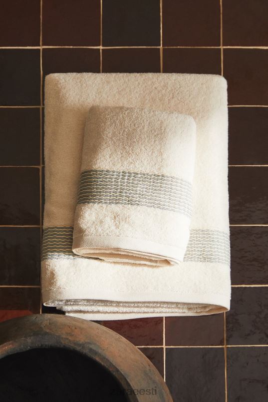 Zara puuvillane volditud äärisega rätik unisex akvamariin tarvikud 42F0H1732