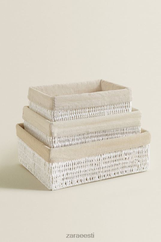 Zara ristkülikukujuline riidest sisekorv unisex valge tarvikud 42F0H1734