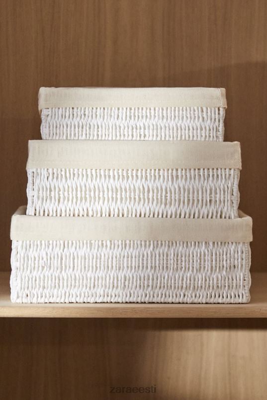 Zara ristkülikukujuline riidest sisekorv unisex valge tarvikud 42F0H1734