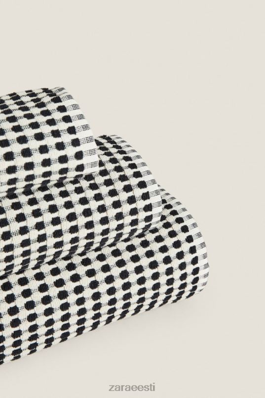 Zara tekstuuriga puuvillane rätik unisex must tarvikud 42F0H1717