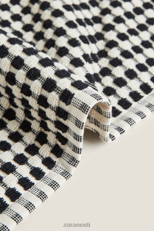 Zara tekstuuriga puuvillane rätik unisex must tarvikud 42F0H1717