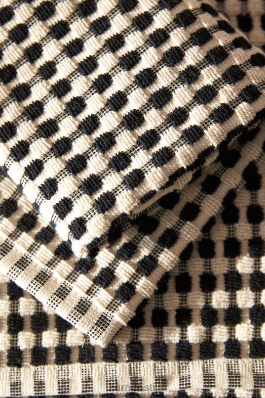 Zara tekstuuriga puuvillane rätik unisex must tarvikud 42F0H1717