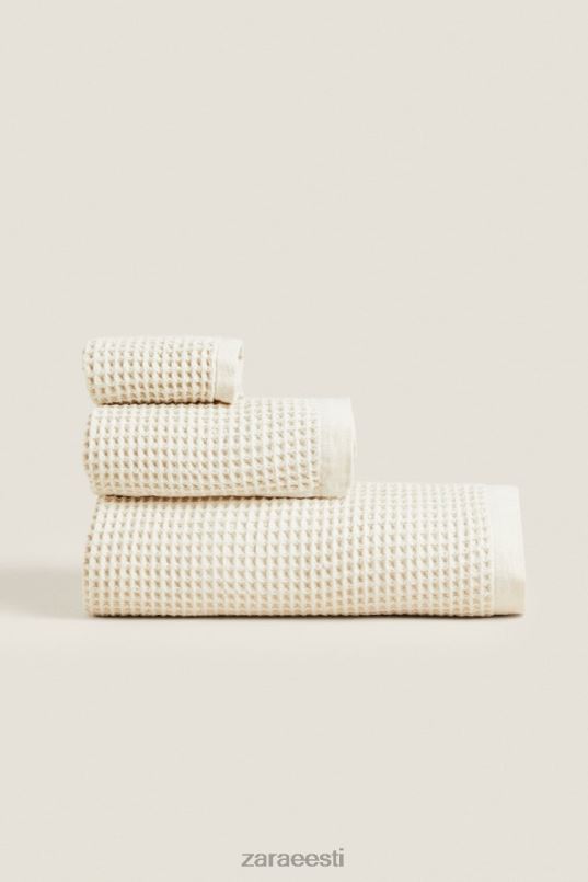 Zara vahvli tekstuuriga puuvillane rätik unisex helebeež tarvikud 42F0H1721