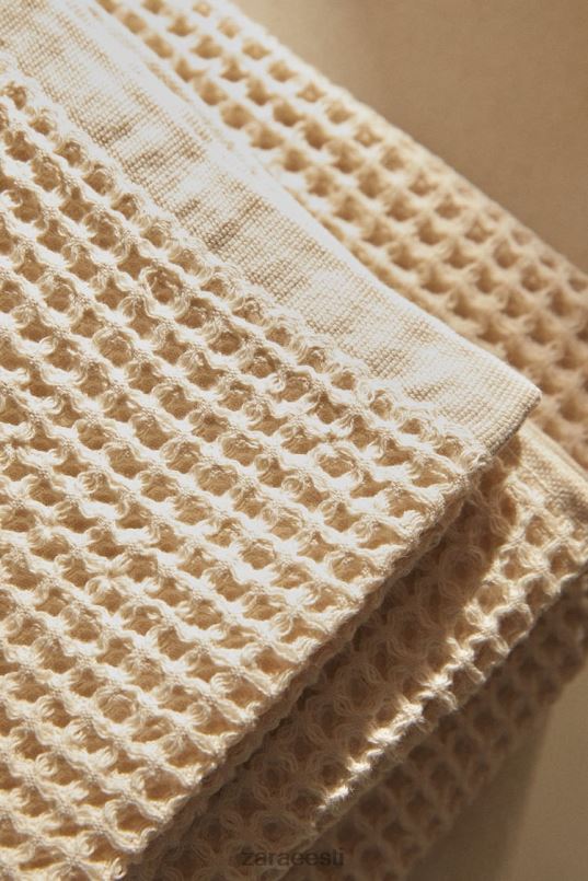 Zara vahvli tekstuuriga puuvillane rätik unisex helebeež tarvikud 42F0H1721