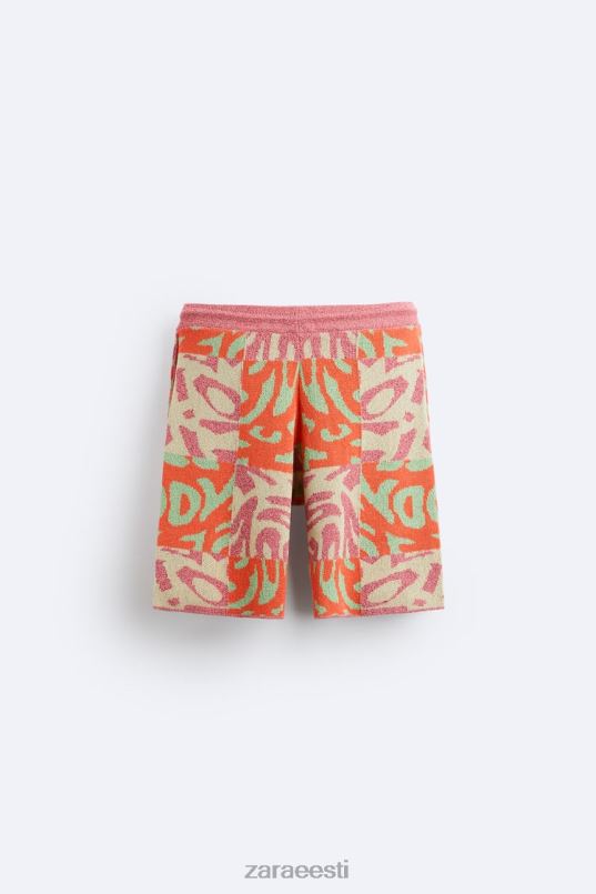 Zara žakaarvärvi lapiga kootud lühikesed püksid mehed roosa Riietus 42F0H1238