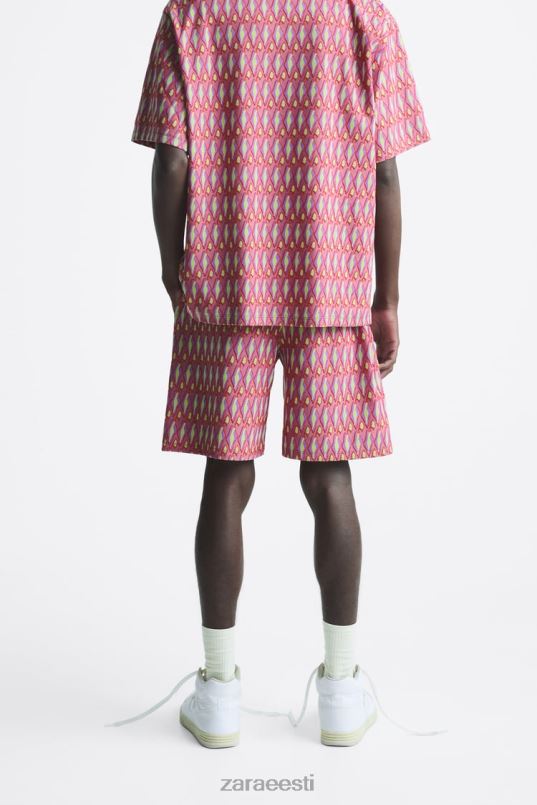 Zara geomeetrilised kootud žakaarpüksid mehed roosa Riietus 42F0H1239