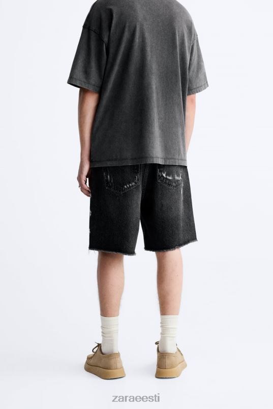 Zara rebitud teksapüksid mehed must Riietus 42F0H1241