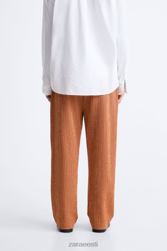 Zara geomeetrilised žakaarpüksid mehed ekru/kollane Riietus 42F0H961