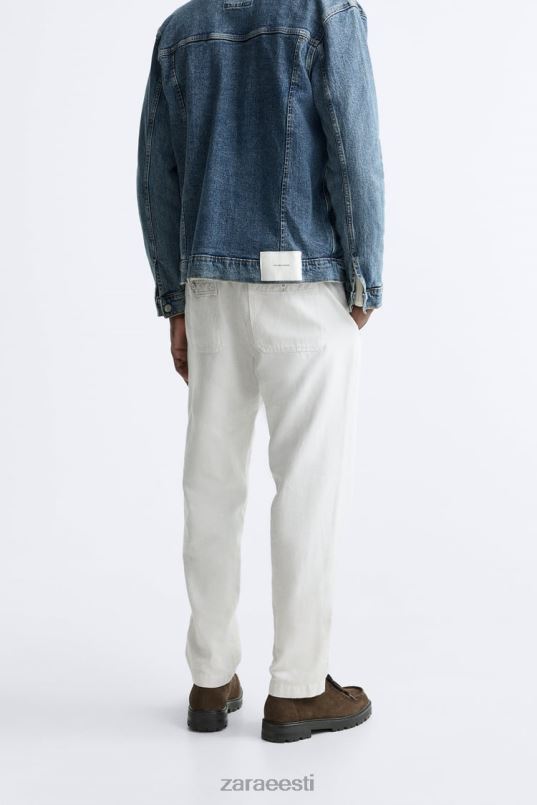 Zara puuvillased - linased püksid mehed pärlhall Riietus 42F0H960