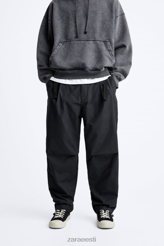 Zara rihmaga tehnilised püksid mehed must Riietus 42F0H952