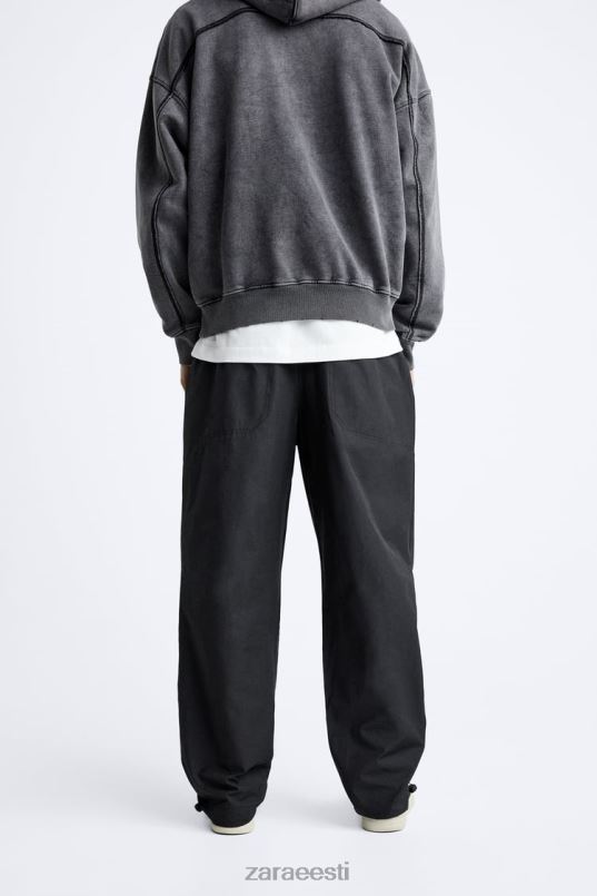 Zara rihmaga tehnilised püksid mehed must Riietus 42F0H952