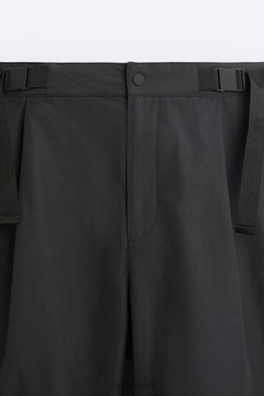 Zara rihmaga tehnilised püksid mehed must Riietus 42F0H952