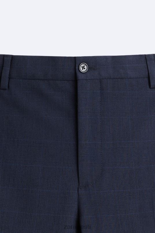 Zara ruuduline ülikonna püksid mehed sinakas Riietus 42F0H967