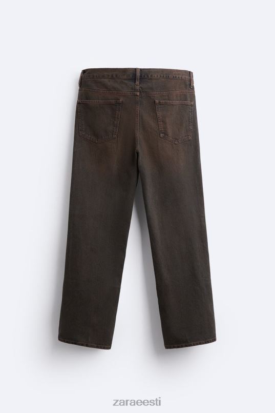 Zara sirge istmega ülevärvitud teksad mehed tumepruun Riietus 42F0H957