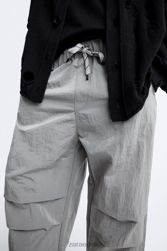 Zara tehnilised langevarjupüksid mehed hõbedane Riietus 42F0H953