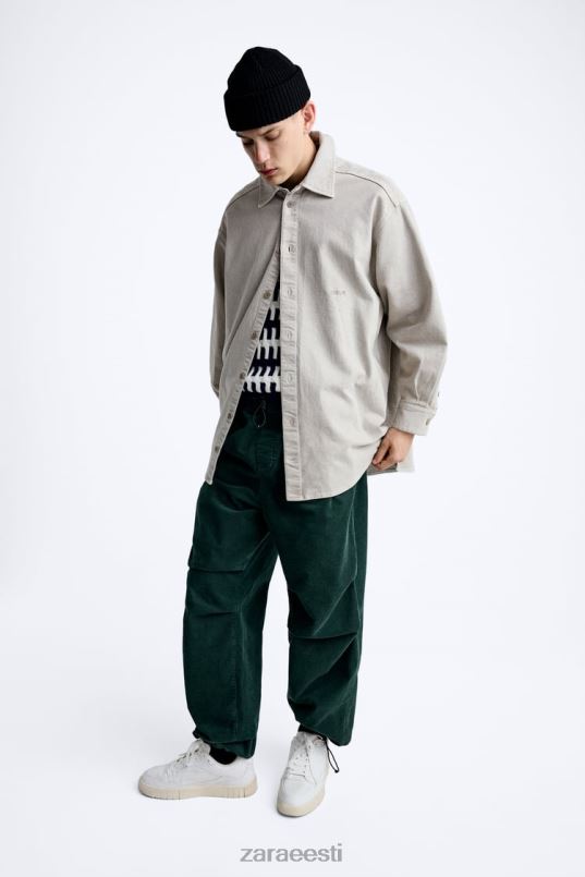 Zara velvetist langevarjupüksid mehed pudel roheline Riietus 42F0H950