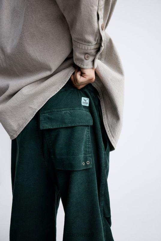 Zara velvetist langevarjupüksid mehed pudel roheline Riietus 42F0H950