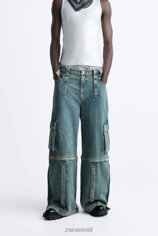 Zara eemaldatavad cargo teksad mehed sinine Roheline Riietus 42F0H1103