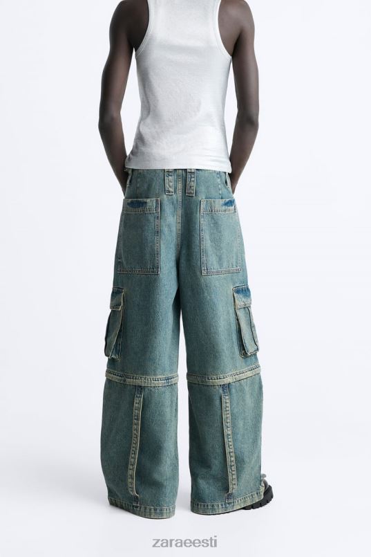 Zara eemaldatavad cargo teksad mehed sinine Roheline Riietus 42F0H1103