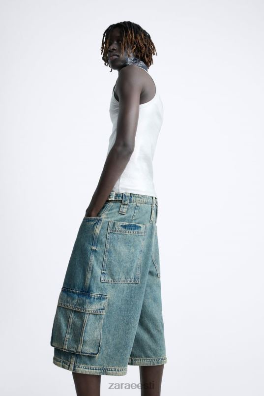 Zara eemaldatavad cargo teksad mehed sinine Roheline Riietus 42F0H1103