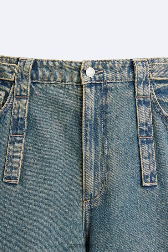 Zara eemaldatavad cargo teksad mehed sinine Roheline Riietus 42F0H1103