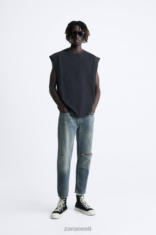 Zara õhukesed kärbitud teksad mehed sinine Riietus 42F0H1091