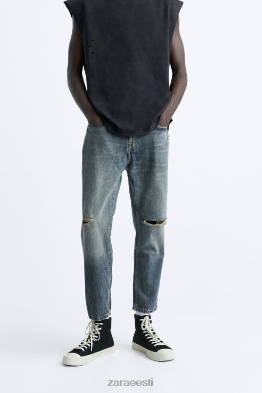 Zara õhukesed kärbitud teksad mehed sinine Riietus 42F0H1091