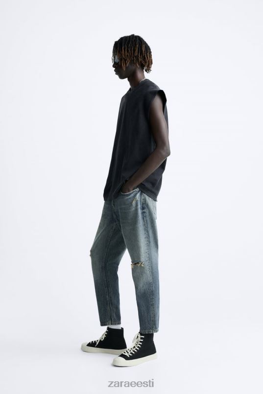 Zara õhukesed kärbitud teksad mehed sinine Riietus 42F0H1091